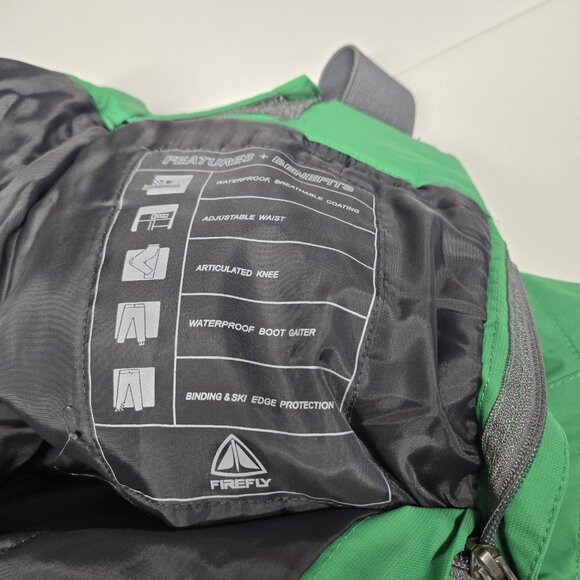 Firefly Green Youth Snow Pants Winter Ski Pants with Suspenders L-XL - Picture 4 of 11